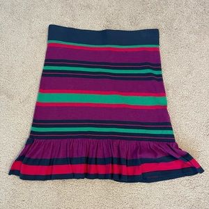 Bcbg colorful fitted skirt with ruffle detail on hem